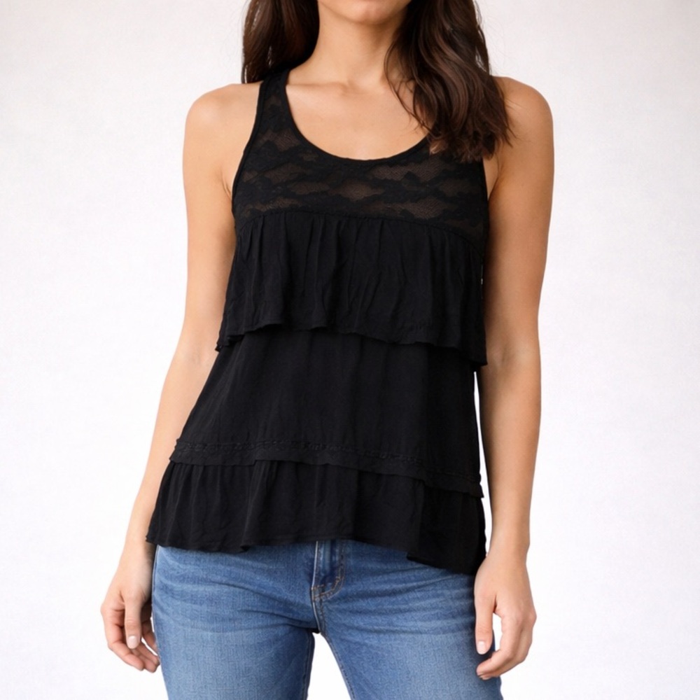American Eagle Outfitters Tiered black tank